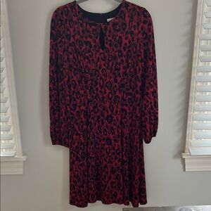 London Times Red and Black Leopard Print Dress